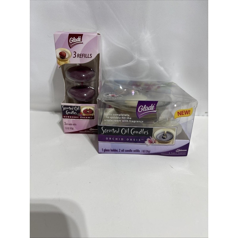 VTG Glade Scented Oil Candle Orchid Oasis Dewberry Refills Discontinued 2005 New